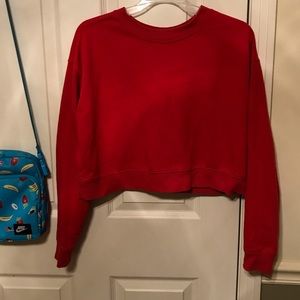 Red Long Sleeve Crop Top Sweatshirt ❤️